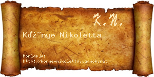 Könye Nikoletta névjegykártya